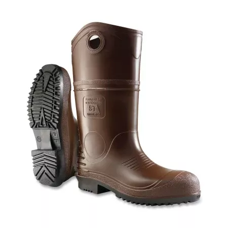 DuraPro XCP Rubber Boots, Steel Toe, Men's 5, 16 in Boot, PVC, Brown/Black 868-8408600.05