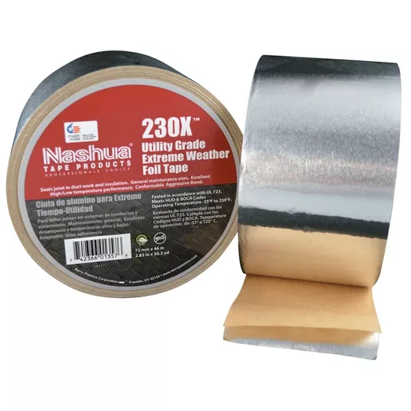 Extreme Weather Foil Tapes, 72 mm X 46 m, 3 mil, Silver Aluminum 573-1275525