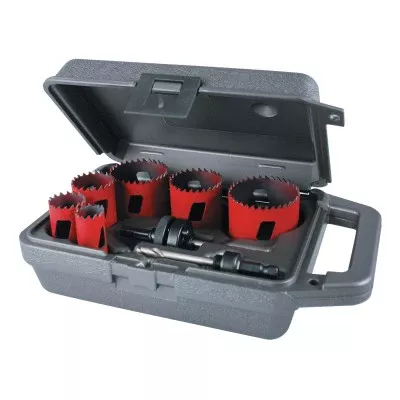 Hole Saw Kit, 9-Pc Electrician's Bi-Metal Hole Saws with Arbors and Case 497-MHS02E