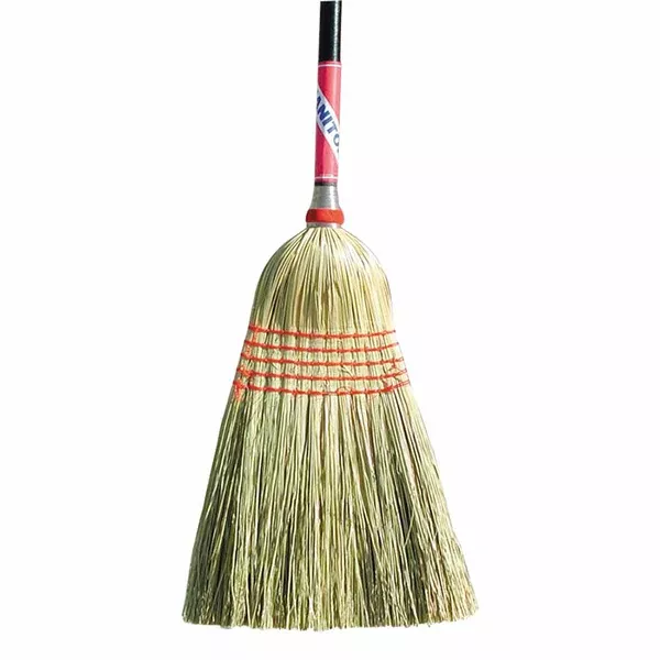 Janitor Corn Broom, 56-1/2 in Overall L, Black Lacquered Handle 455-5026-BUNDLED