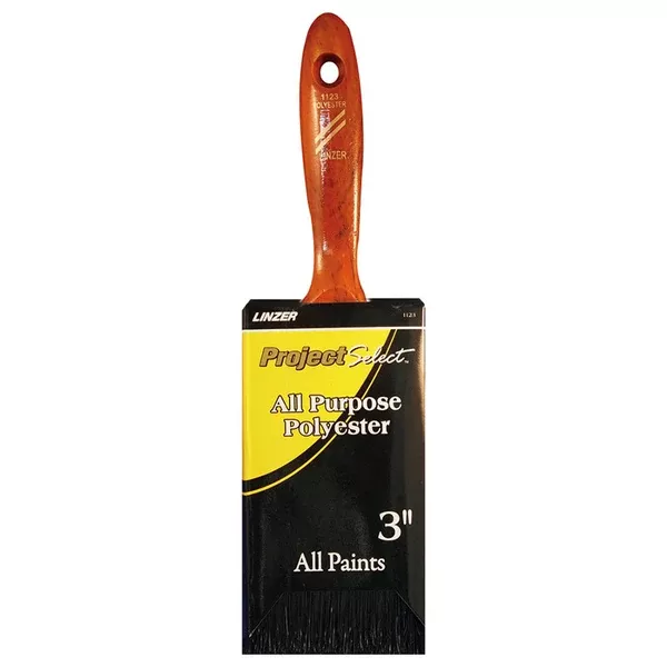 Latex Paint Brush, 11/16 in thick, 3 in trim, Polyester, Walnut Wood handle 449-1123-3