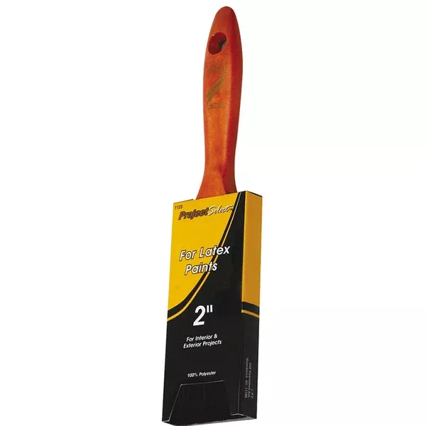 Latex Paint Brush, 9/16 in thick, 2-1/2 in trim, Polyester, Walnut Wood handle 449-1123-2