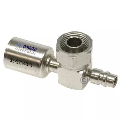 Omega 90 Deg. Fitting 1-14 FTO X No. 10 Beadlock with R134A Port - 35-S2143-3