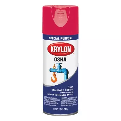 OSHA Safety Color Spray Paint, 12 oz Fill, Aerosol Can, Safety Red, Gloss 425-K02116777