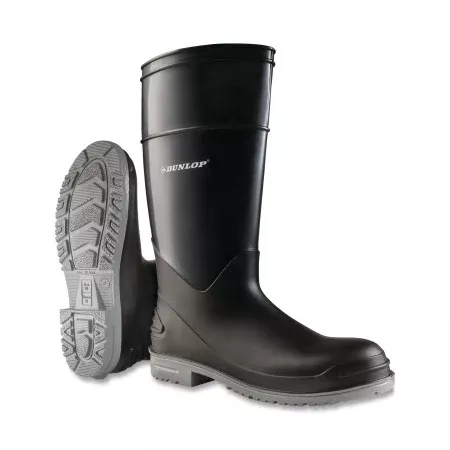 PolyGoliath Rubber Boots, Steel Toe, Men's 7, 16 in Boot, Polyblend/PVC, Black/Gray 868-8968200.07