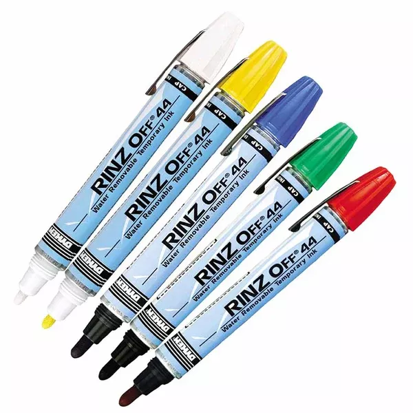 RINZ OFF Water Removable Temporary Marker, Blue, Broad Threaded Cap 253-44105