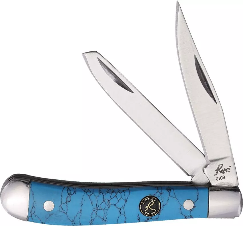 Roper Knives Peanut Turquoise Stone Folding Knife 2.75″