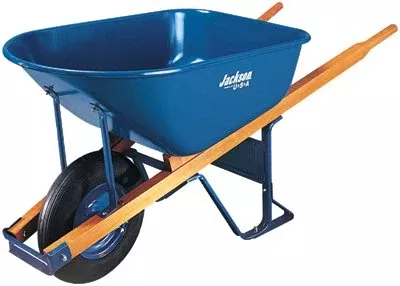 Steel Contractors Wheelbarrow, 6 cu ft, Flat-Free Smooth, B.B., Blue 027-M6FFBB