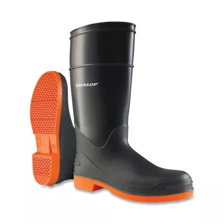 Sureflex Steel Toe Rubber Boots, Men's 8, 16 in Boot, Nitrile/PVC, Black/Orange 868-8798200.08