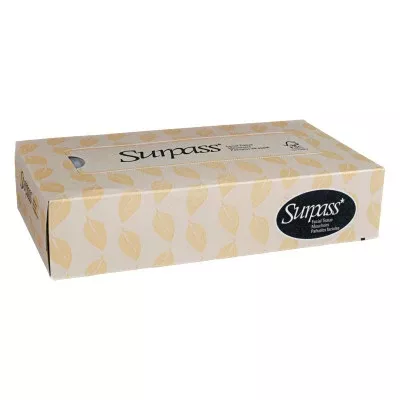 Surpass Facial Tissues, 8 in L x 8.3 in W per Sheet, White, 60 EA/CA 412-21390