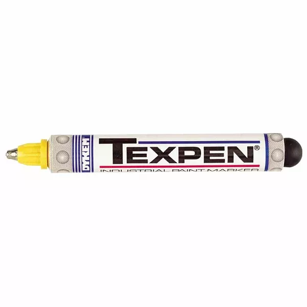 TEXPEN Industrial Steel Ball Tip Paint Marker, Yellow, 3/32 in, Medium 253-16063