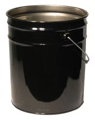 Unlined Open Head Steel Pail, 5 gal, Steel, Black 302-1252