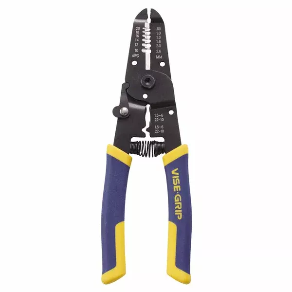 VISE-GRIP Wire Stripper/Crimper/Cutter, 7 in L, 10 AWG to 20 AWG, Blue/Yellow Handle 586-2078317