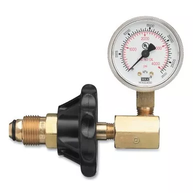 Western Enterprises G584H Cylinder Pressure Testing Gauge, Nitrogen/ Argon/ Helium, Brass with Hand Tight Plastic Nut, CGA-580