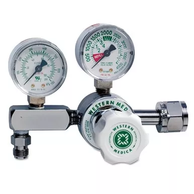 Western Enterprises M1346PG M1 Series Single-Stage Adj Delivery Pressure Reg, Medical Air, 0 to 100 psi, 3000 psi Inlet, CGA 346 Nut and Nipple