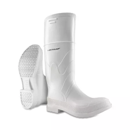 White Rubber Boots, Steel Toe, Men's 8, 16 in Boot, PVC, White 868-8101200.08