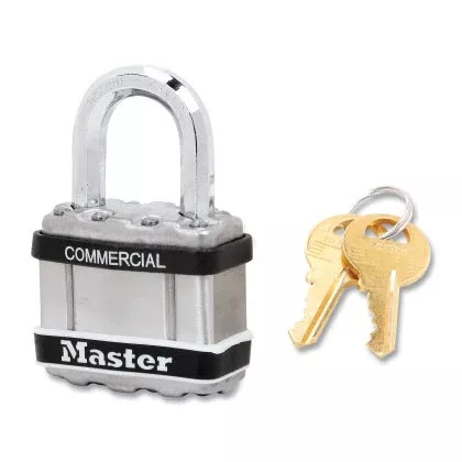 Wide Commercial Magnum Laminated Steel Padlock, Alike-Keyed, No 2396, 1 in Shackle Height, 1-3/4 in Body Width, Silver 470-M1KASTS-2396