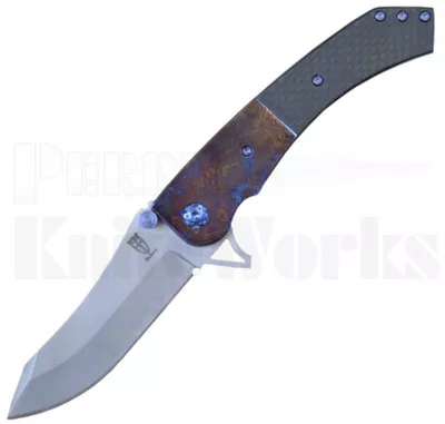 Will Zermeno Azrael Framelock Knife Carbon Fiber (3.75" Stonewash)