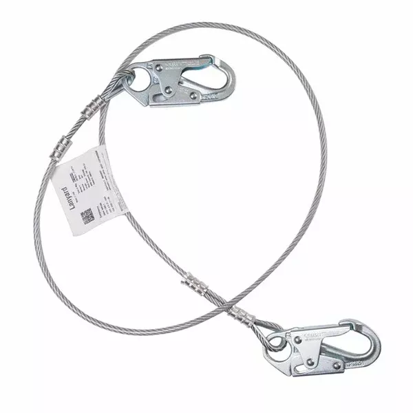Wire Rope Lanyard, 6 ft, Harness; Anchorage Connection, 310lb Cap, Green 493-207NLS-Z7/6FTV