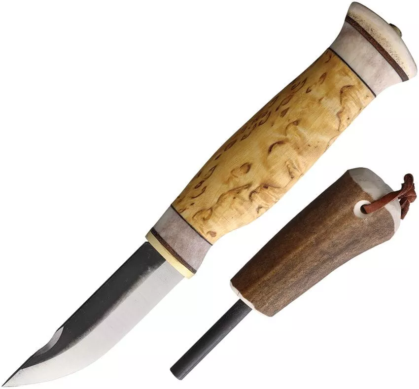 Wood Jewel Fixed Blade Combo Curly Birch w/ Fire Starter