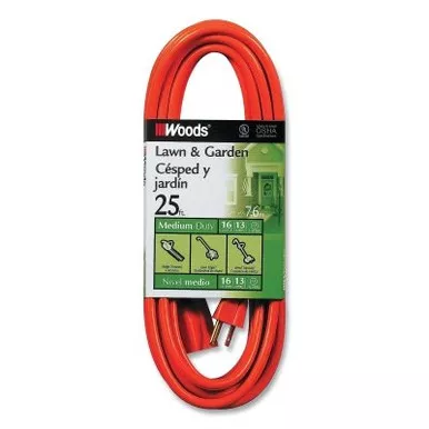 Woods Wire 267 Outdoor Round Vinyl Extension Cord, 25 ft L, Orange