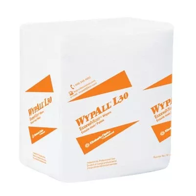 WypAll* L30 Wipers, White, 12 in W x 12-1/2 in L, 1/4 Fold, 90 per Pack/ 12 Pack per Case 412-05812