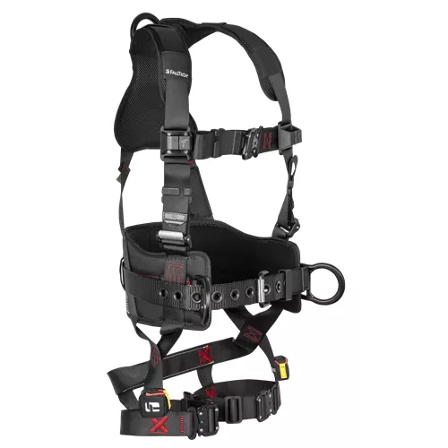 X-Large FT-Iron 3D Construction Belted Full Body Harness, Quick Connect Buckle Leg Adjustment – Dual-size Large/XL
